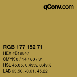Color code: RGB 177 152 71 | qconv.com