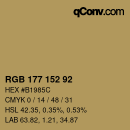 Color code: RGB 177 152 92 | qconv.com