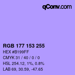 Color code: RGB 177 153 255 | qconv.com