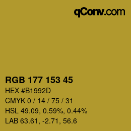 カラーコード: RGB 177 153 45 | qconv.com