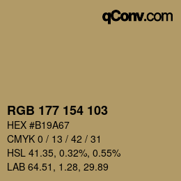 カラーコード: RGB 177 154 103 | qconv.com