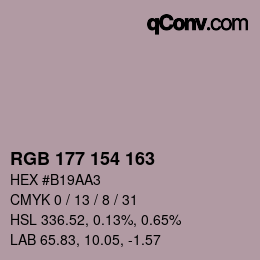 Código de color: RGB 177 154 163 | qconv.com