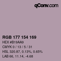 Color code: RGB 177 154 169 | qconv.com