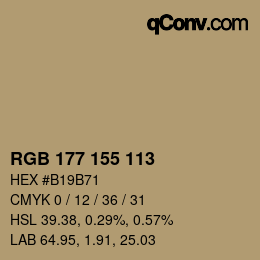 Código de color: RGB 177 155 113 | qconv.com