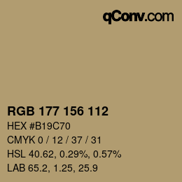 カラーコード: RGB 177 156 112 | qconv.com
