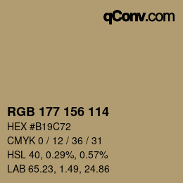 Farbcode: RGB 177 156 114 | qconv.com