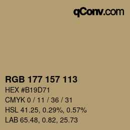 Código de color: RGB 177 157 113 | qconv.com