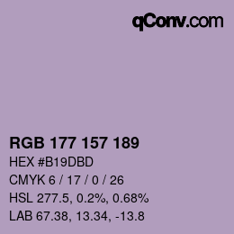 Color code: RGB 177 157 189 | qconv.com