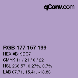 Color code: RGB 177 157 199 | qconv.com