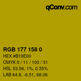 Color code: RGB 177 158 0 | qconv.com