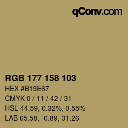 カラーコード: RGB 177 158 103 | qconv.com