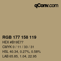 Farbcode: RGB 177 158 119 | qconv.com
