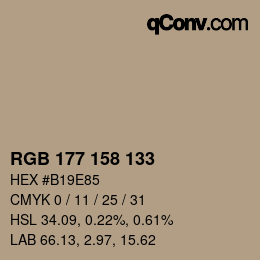 カラーコード: RGB 177 158 133 | qconv.com