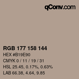 カラーコード: RGB 177 158 144 | qconv.com
