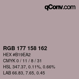 颜色代码: RGB 177 158 162 | qconv.com