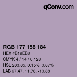 Código de color: RGB 177 158 184 | qconv.com