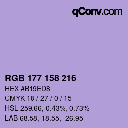 カラーコード: RGB 177 158 216 | qconv.com