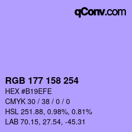 カラーコード: RGB 177 158 254 | qconv.com