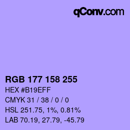 Color code: RGB 177 158 255 | qconv.com