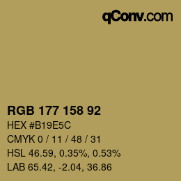颜色代码: RGB 177 158 92 | qconv.com