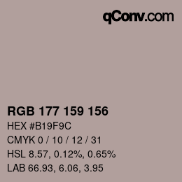 カラーコード: RGB 177 159 156 | qconv.com