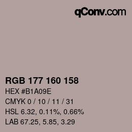カラーコード: RGB 177 160 158 | qconv.com