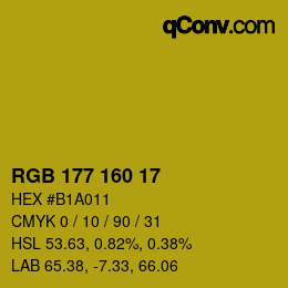 Color code: RGB 177 160 17 | qconv.com