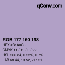 Color code: RGB 177 160 198 | qconv.com