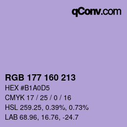 Color code: RGB 177 160 213 | qconv.com