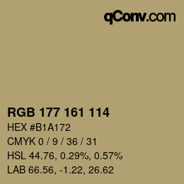 Color code: RGB 177 161 114 | qconv.com