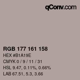 Color code: RGB 177 161 158 | qconv.com