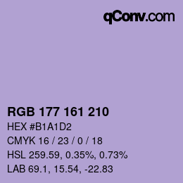 Color code: RGB 177 161 210 | qconv.com