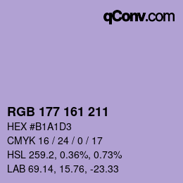 Código de color: RGB 177 161 211 | qconv.com