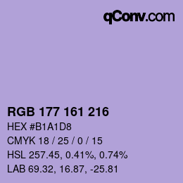 Color code: RGB 177 161 216 | qconv.com