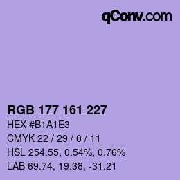 Color code: RGB 177 161 227 | qconv.com