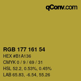 Color code: RGB 177 161 54 | qconv.com