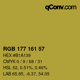 Color code: RGB 177 161 57 | qconv.com