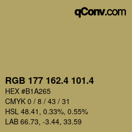 カラーコード: RGB 177 162.4 101.4 | qconv.com
