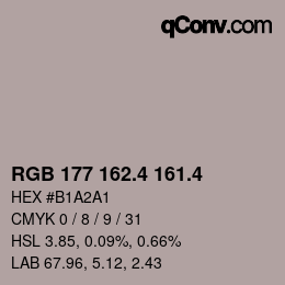 カラーコード: RGB 177 162.4 161.4 | qconv.com