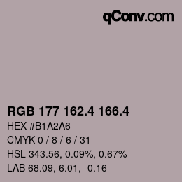 カラーコード: RGB 177 162.4 166.4 | qconv.com