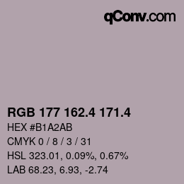 カラーコード: RGB 177 162.4 171.4 | qconv.com
