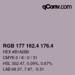 カラーコード: RGB 177 162.4 176.4 | qconv.com