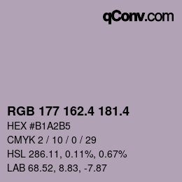カラーコード: RGB 177 162.4 181.4 | qconv.com