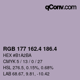 カラーコード: RGB 177 162.4 186.4 | qconv.com