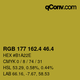 カラーコード: RGB 177 162.4 46.4 | qconv.com