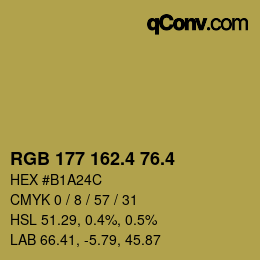 カラーコード: RGB 177 162.4 76.4 | qconv.com
