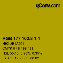 カラーコード: RGB 177 162.8 1.4 | qconv.com