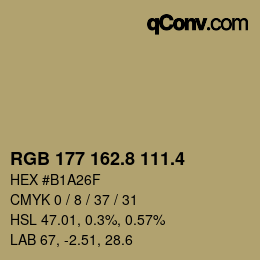 カラーコード: RGB 177 162.8 111.4 | qconv.com