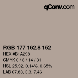 Color code: RGB 177 162.8 152 | qconv.com