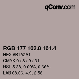 カラーコード: RGB 177 162.8 161.4 | qconv.com